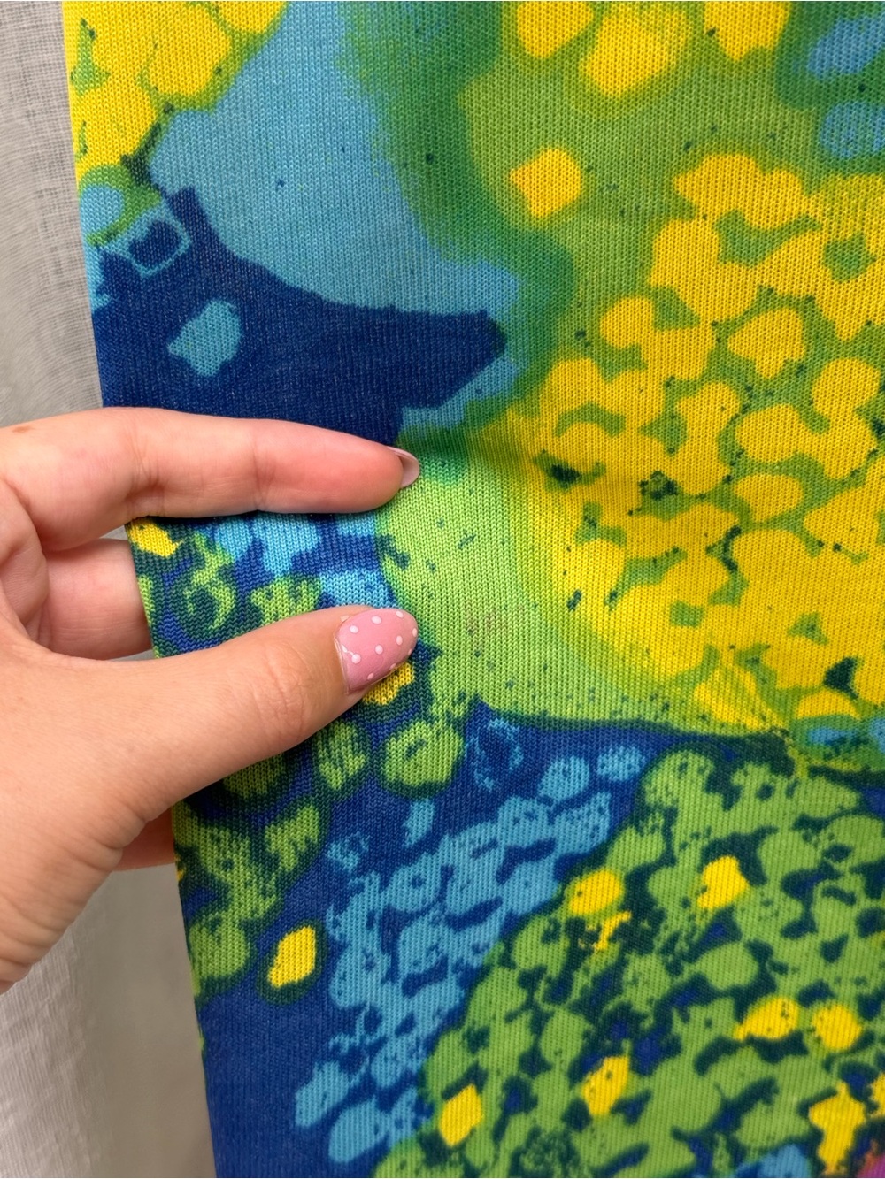 1970 paisley JerSea of Sweden cross back blue yellow green sleeveless dress - Picture 12 of 14